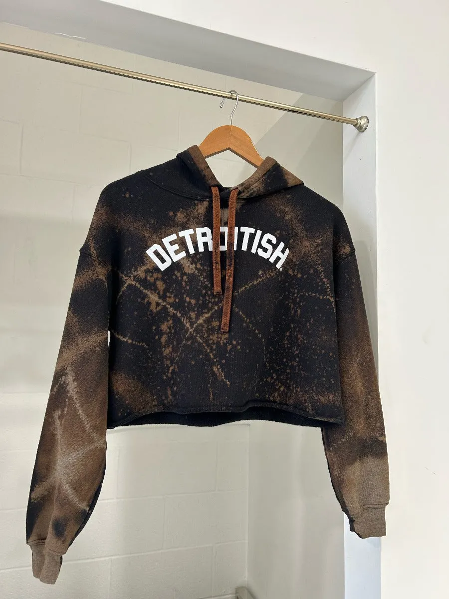 Ink Detroit - Detroitish Reverse Dyed Fleece Crop Hoodie - Black