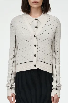 Jacquard Reversible Cardigan in Crema Dot (Sold Out)