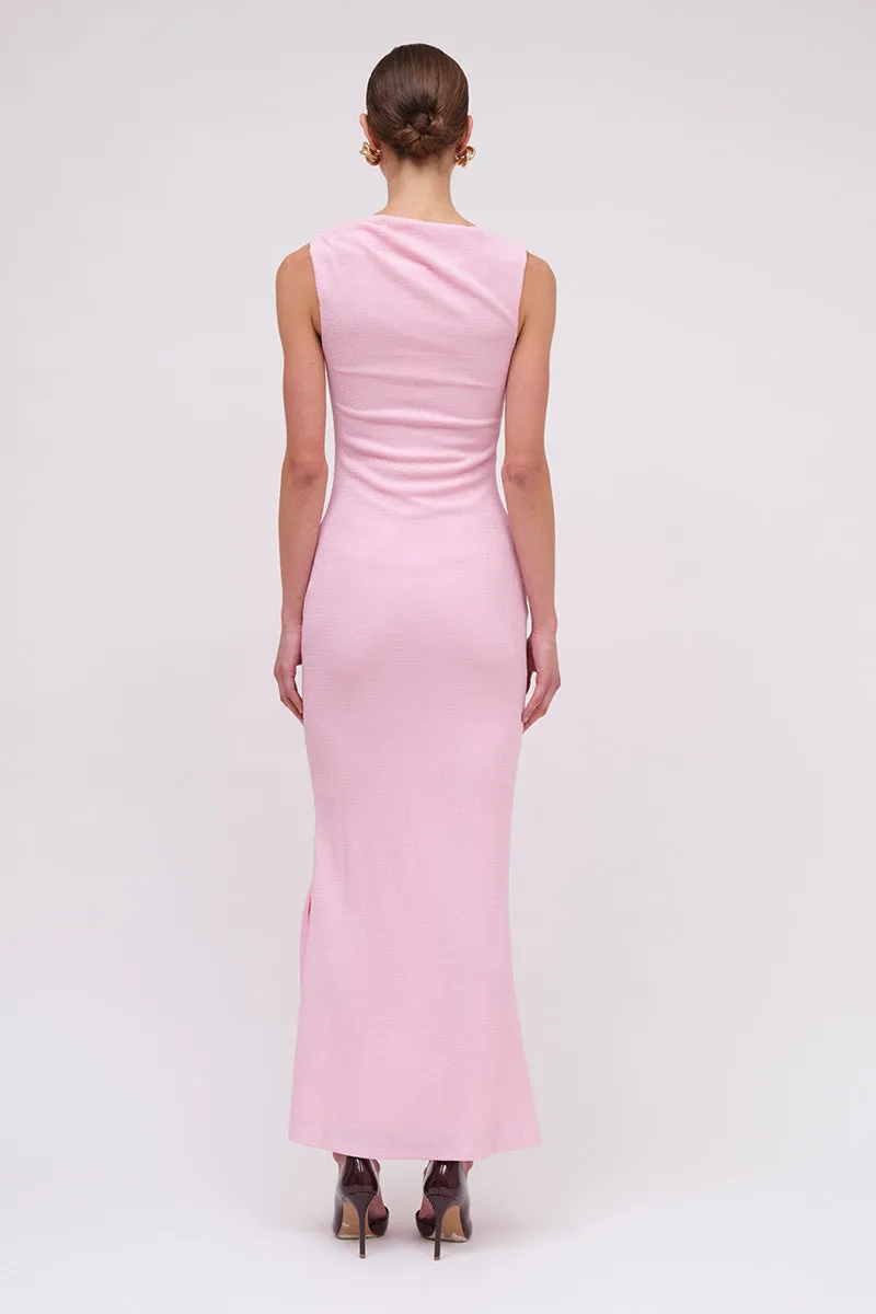 Jacqui Rouched Front Midi Dress  - Pink