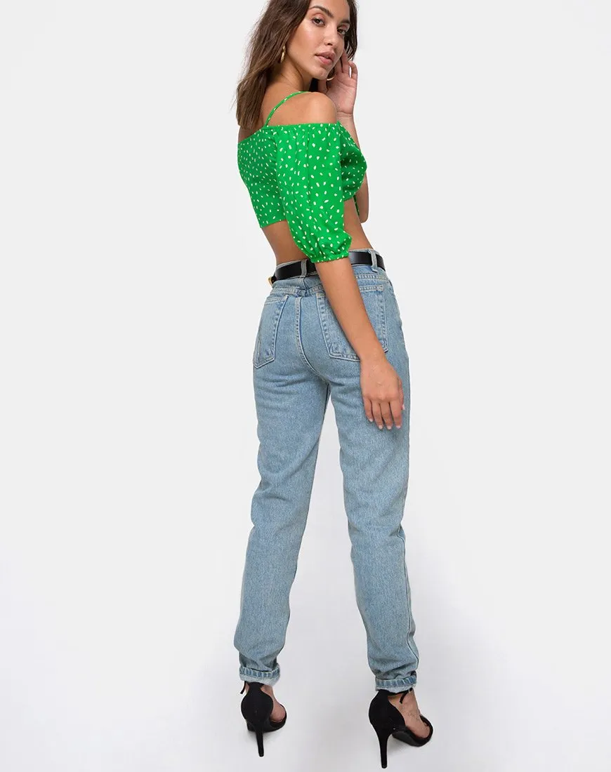 Kavon Crop Top in Green Diana Dot