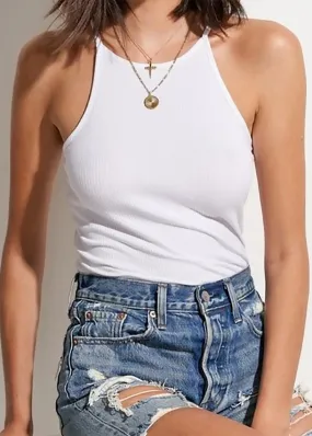 Kelsi White High Neck Top