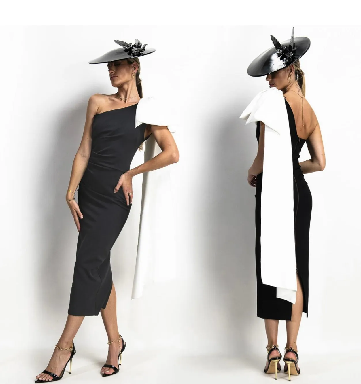 Kevan Jon Krystal dress colour block black ivory