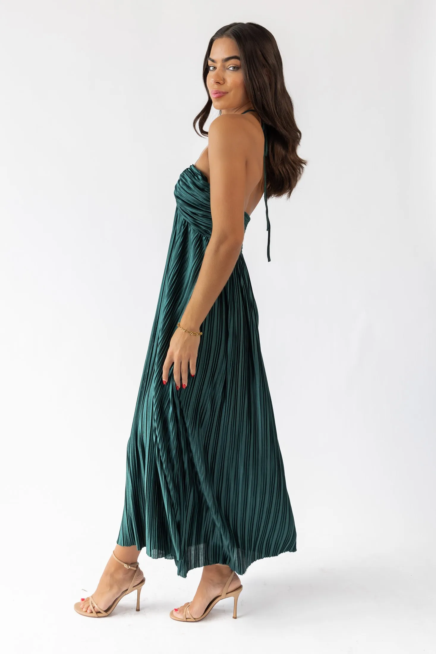 Kleo Emerald Halter Maxi Dress - Final Sale