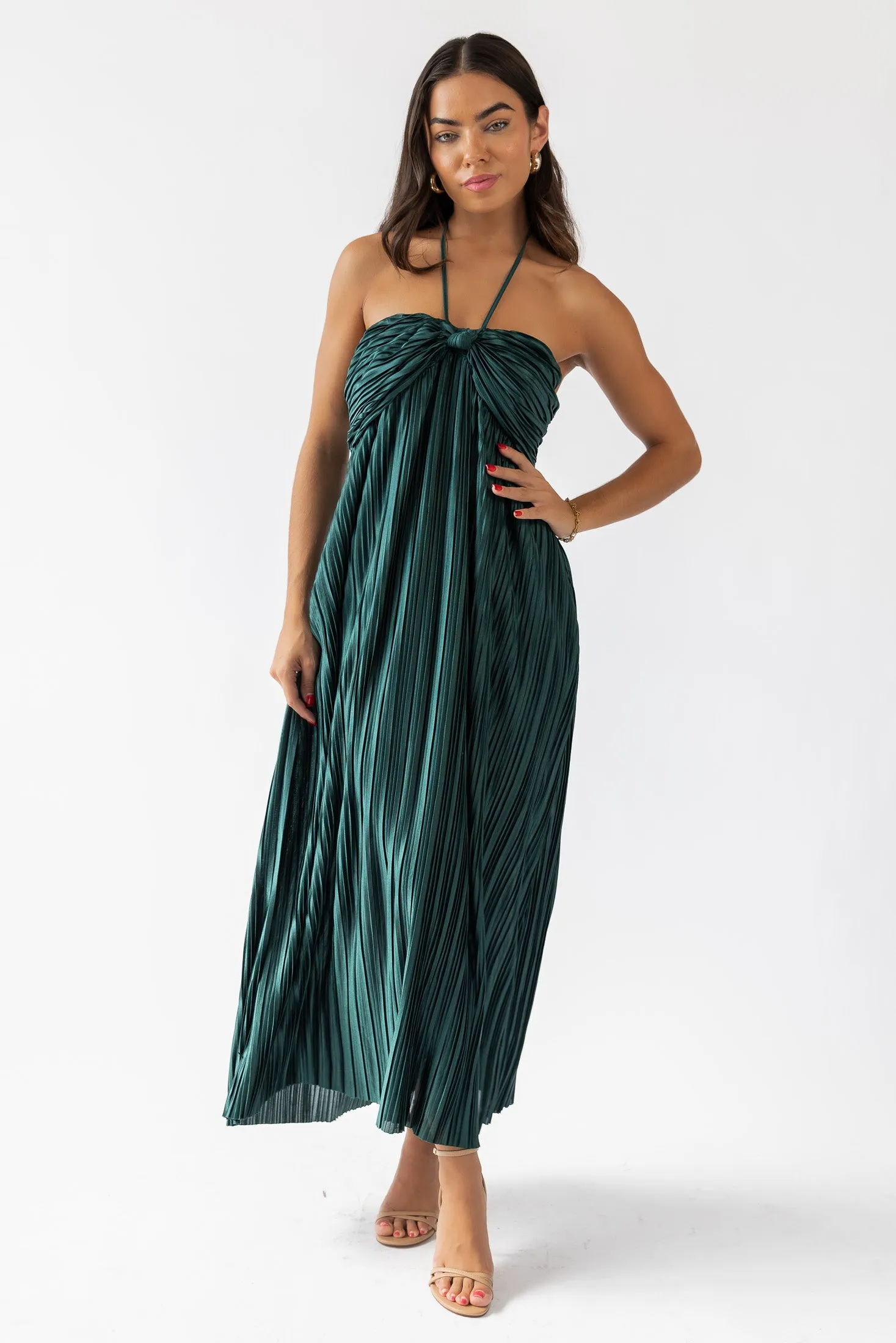 Kleo Emerald Halter Maxi Dress - Final Sale