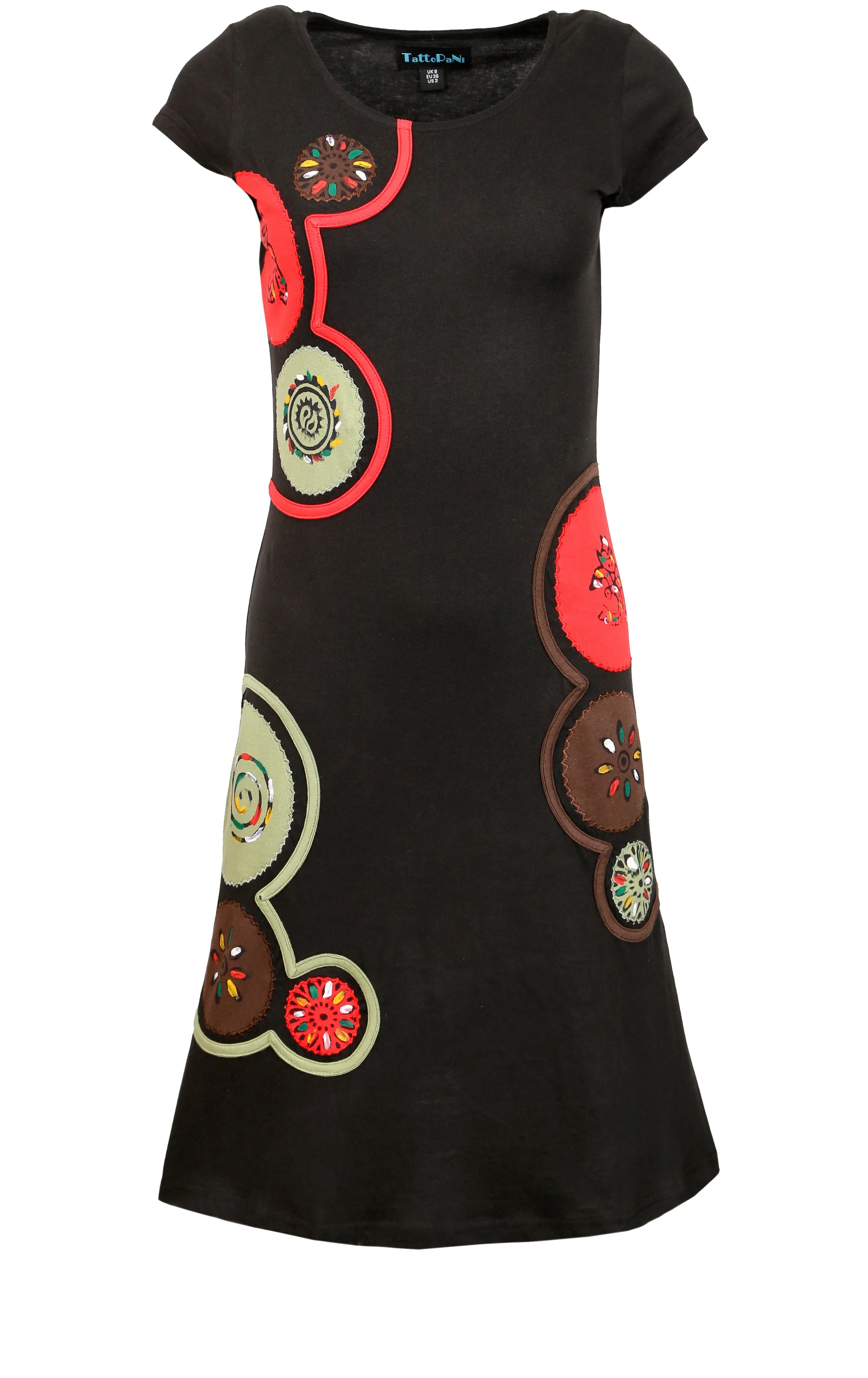 ladies-black-red-sleeveless-dress-with-chakra-embroidery-brush-paint-design