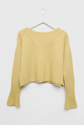 LAUREL YELLOW WOOL CASHMERE CROP SWEATER