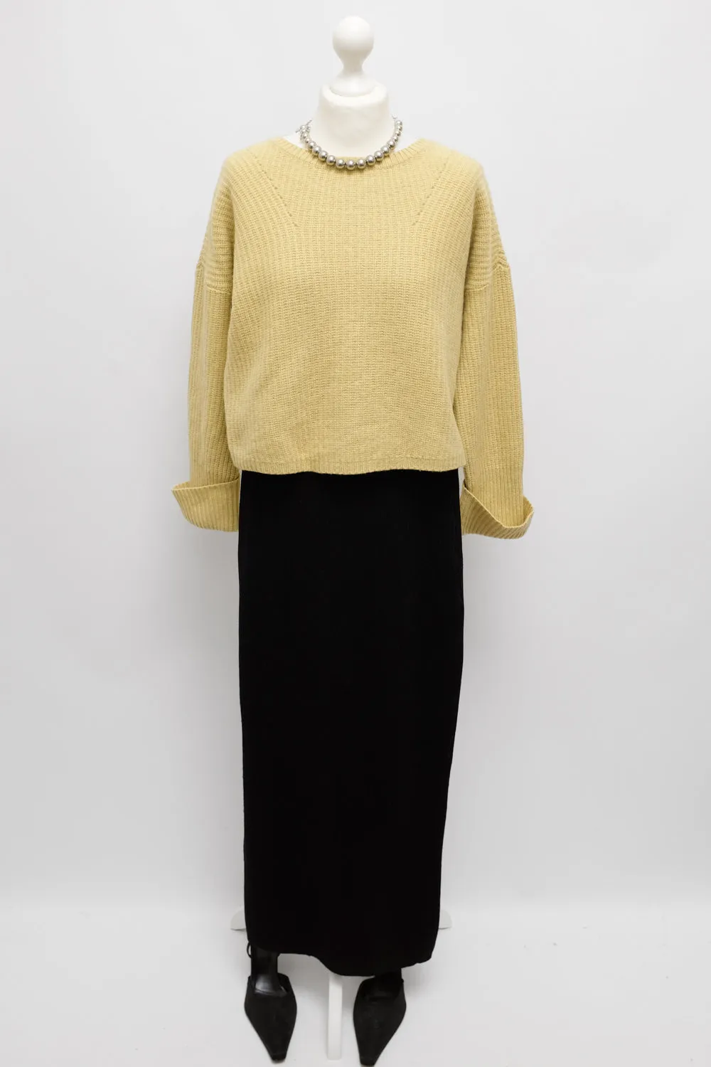 LAUREL YELLOW WOOL CASHMERE CROP SWEATER