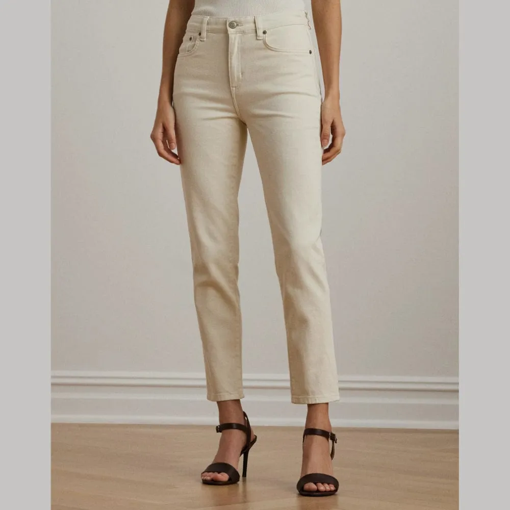 Lauren Ralph Lauren High-Rise Skinny Ankle Jean In Cream Wash