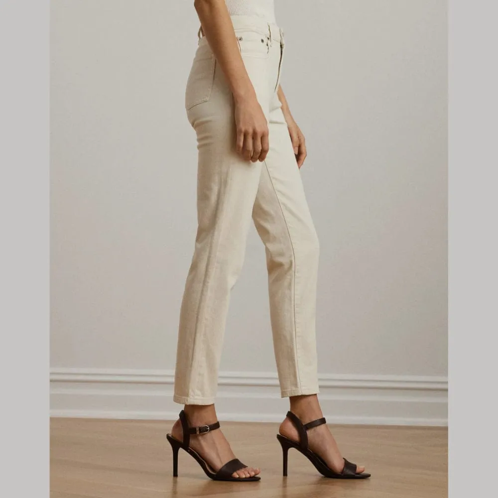 Lauren Ralph Lauren High-Rise Skinny Ankle Jean In Cream Wash