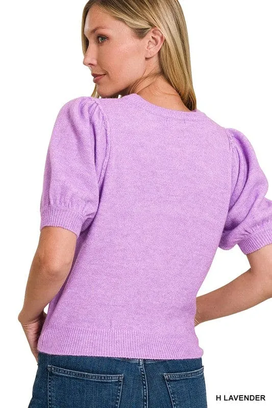 Lavender puff sleeve sweater