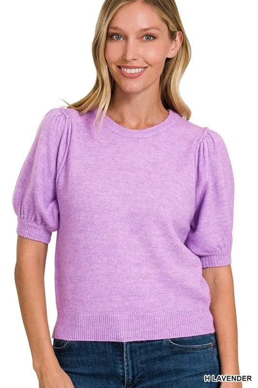 Lavender puff sleeve sweater