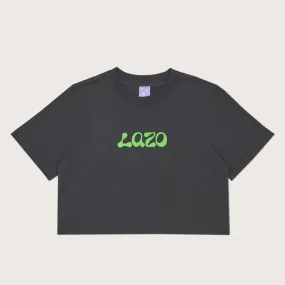 Lazo Crop Tee with Classic Logo - Faded Black