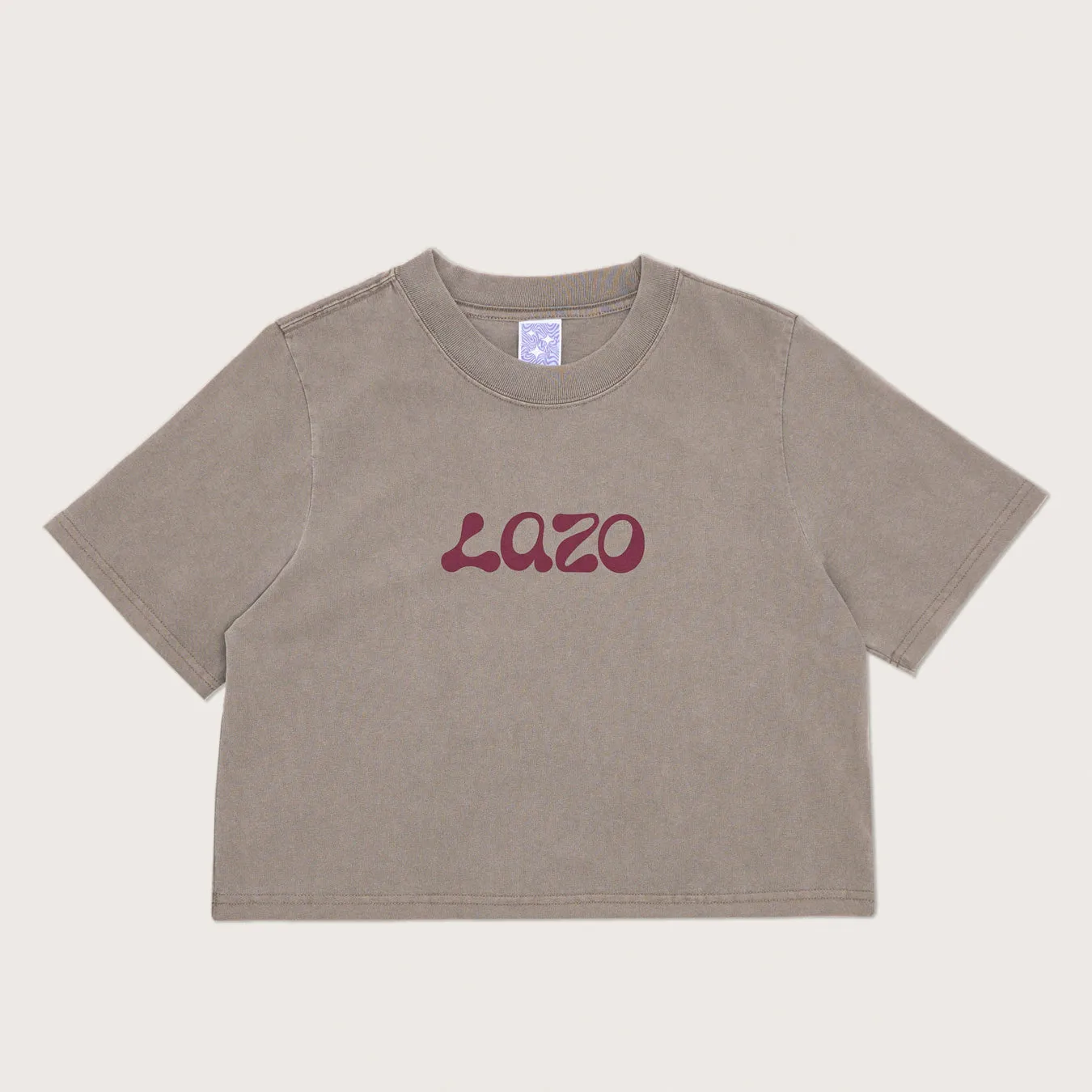 Lazo Crop Tee with Classic Logo - Gray