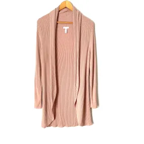 Leith Blush Long Pink Ribbed Cardigan- Size XS