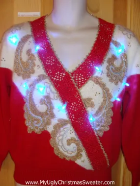 Light Up Ugly Xmas Sweater 80s Horrible Pullover