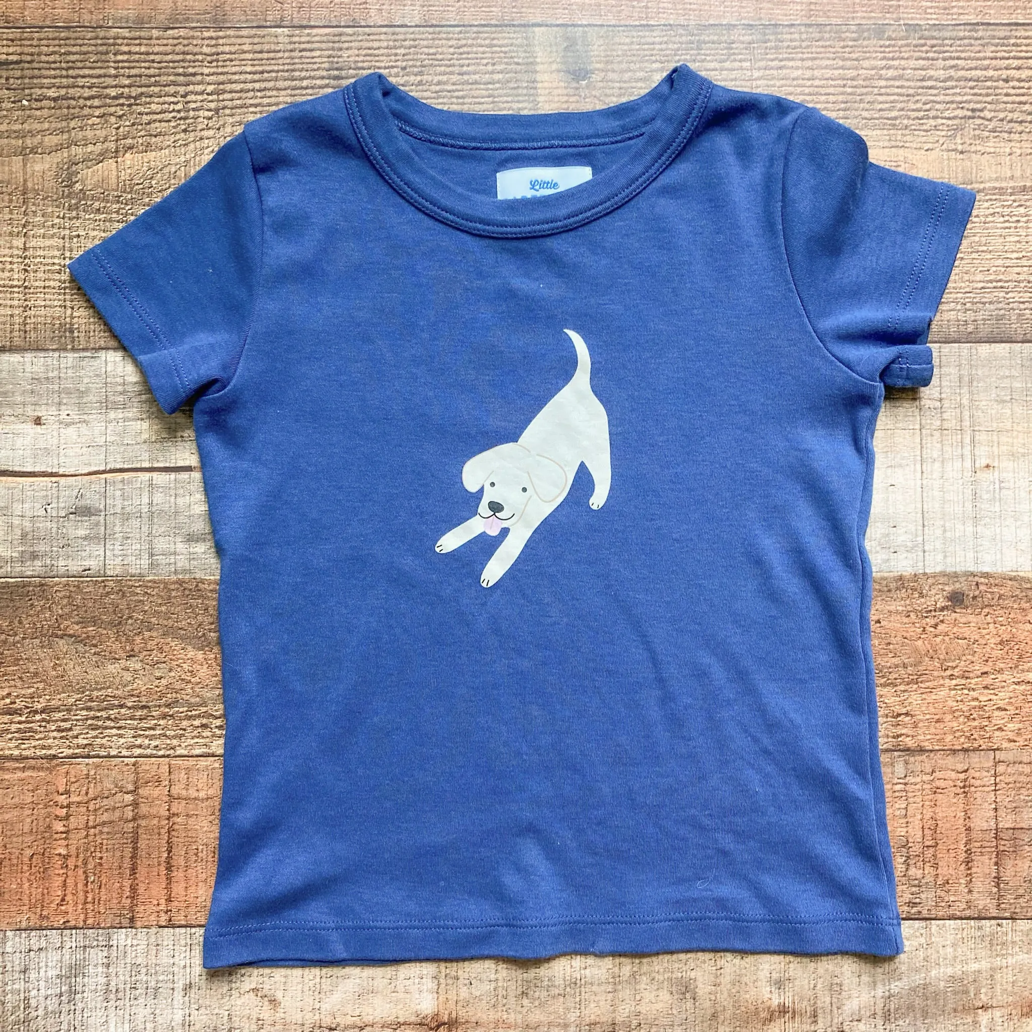 Little Paper Boat Blue Puppy Tee- Size 5