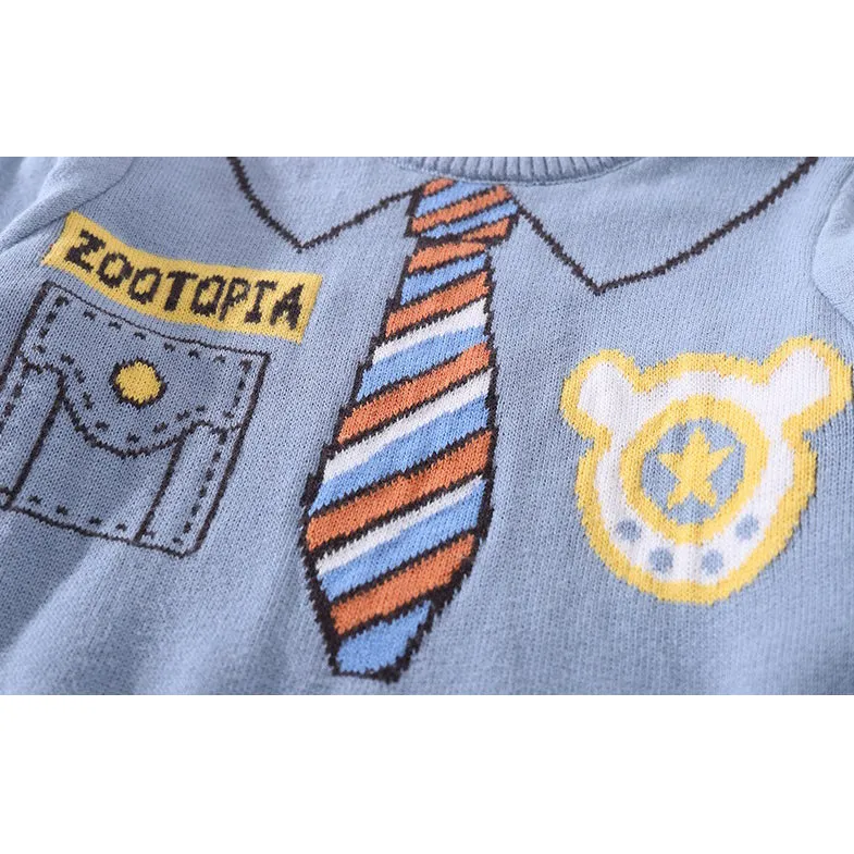 Little Surprise Box Light Blue , Little Man Tie Print Kids Cardigan Sweater.