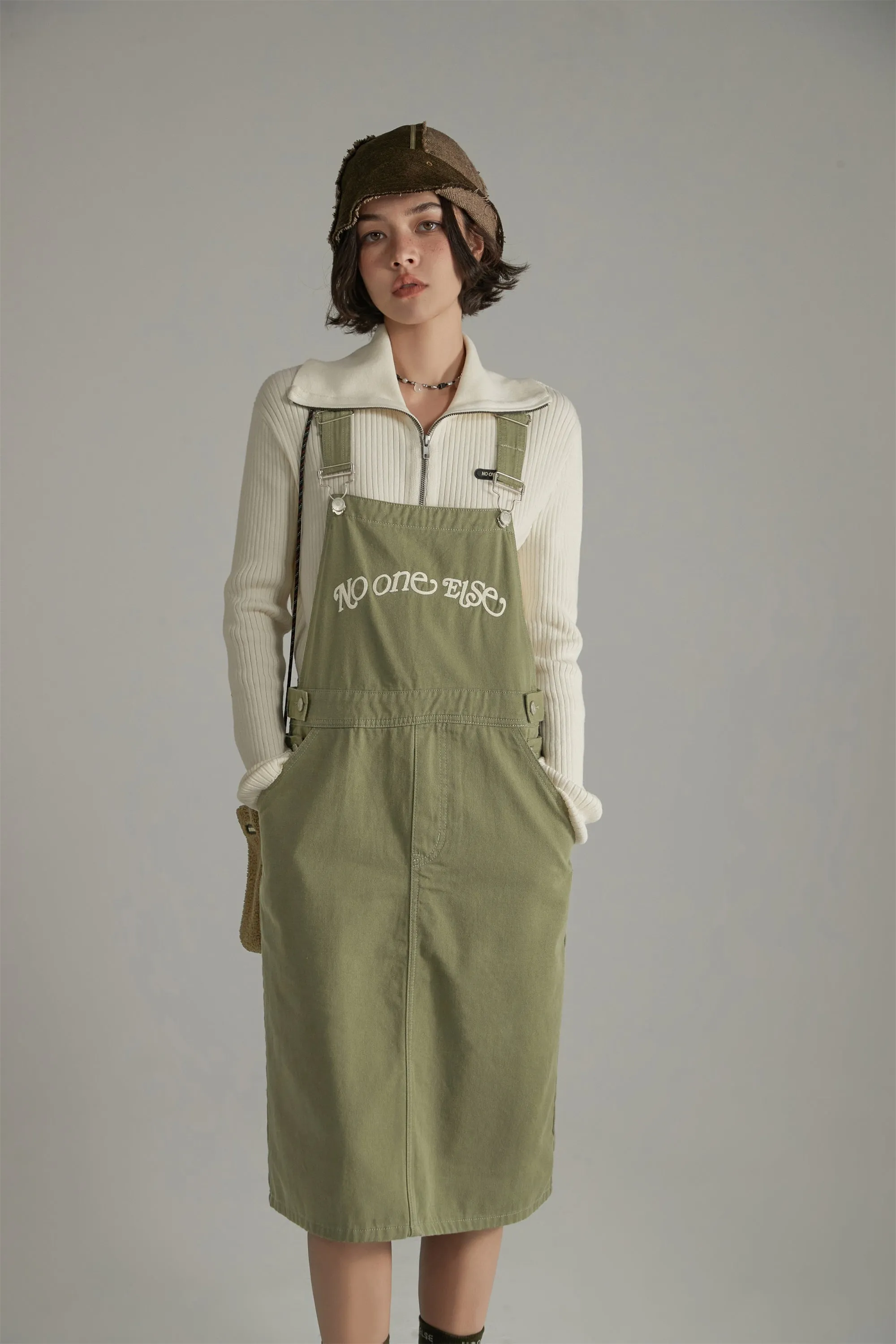 Logo Pocket Overall Dress