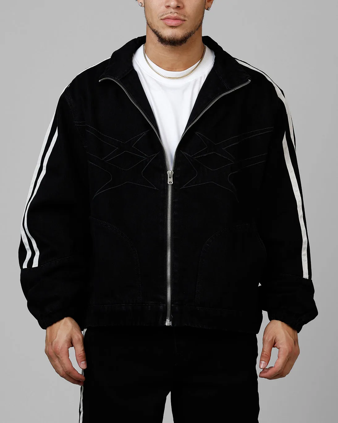 Loiter Track Star Denim Jacket Black