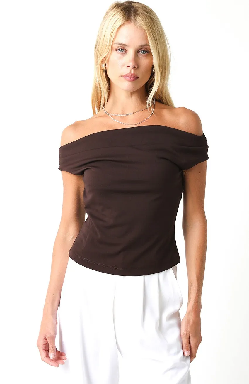 Macey Open Shoulder Fitted Top