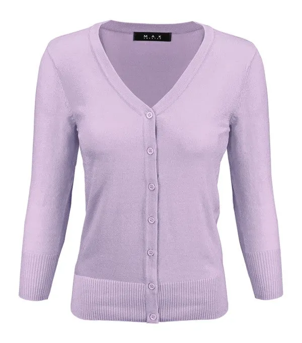 Mak V-Neck Button Down Knit Plus Size Cardigan Sweater