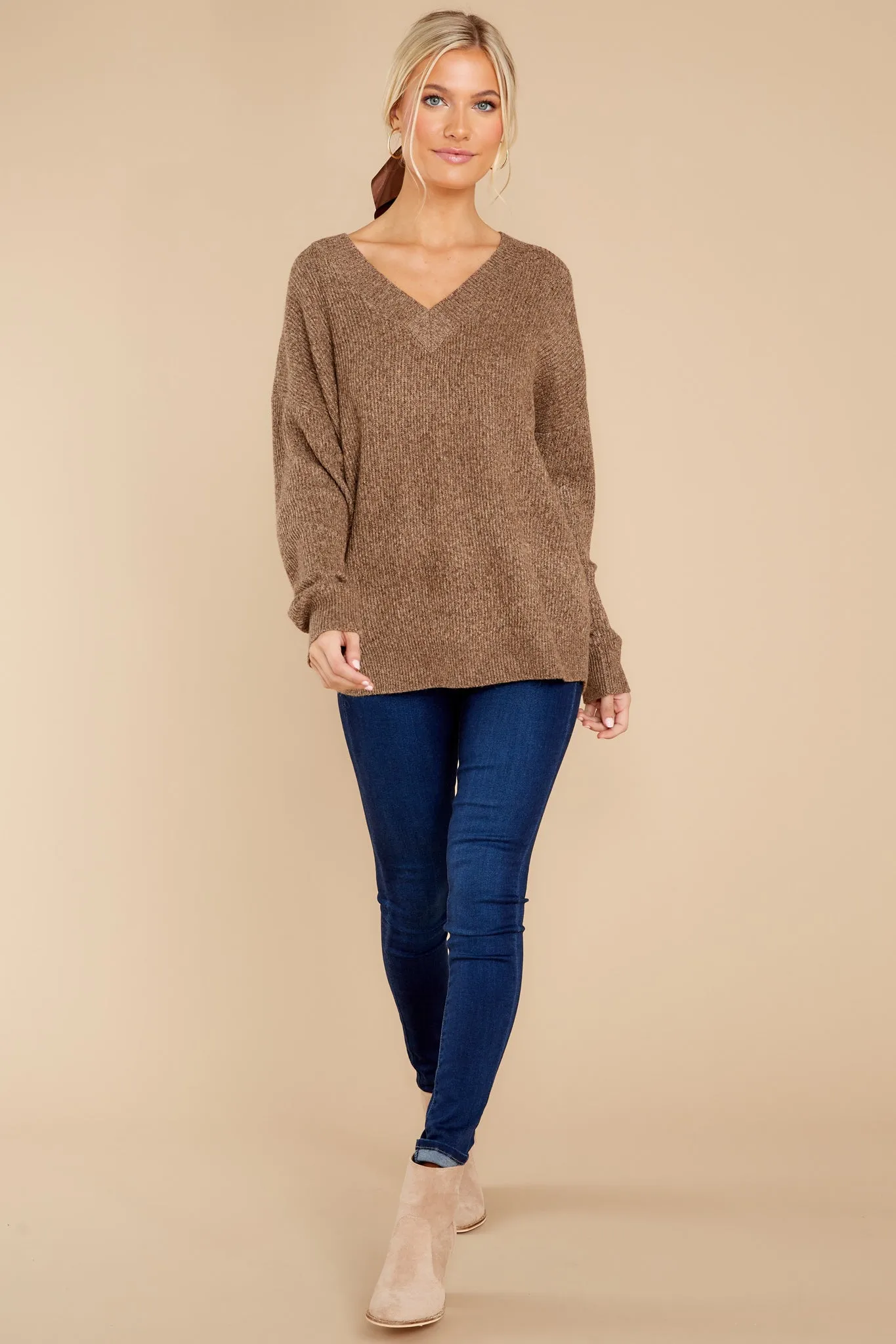 Maria Brown Melange Sweater