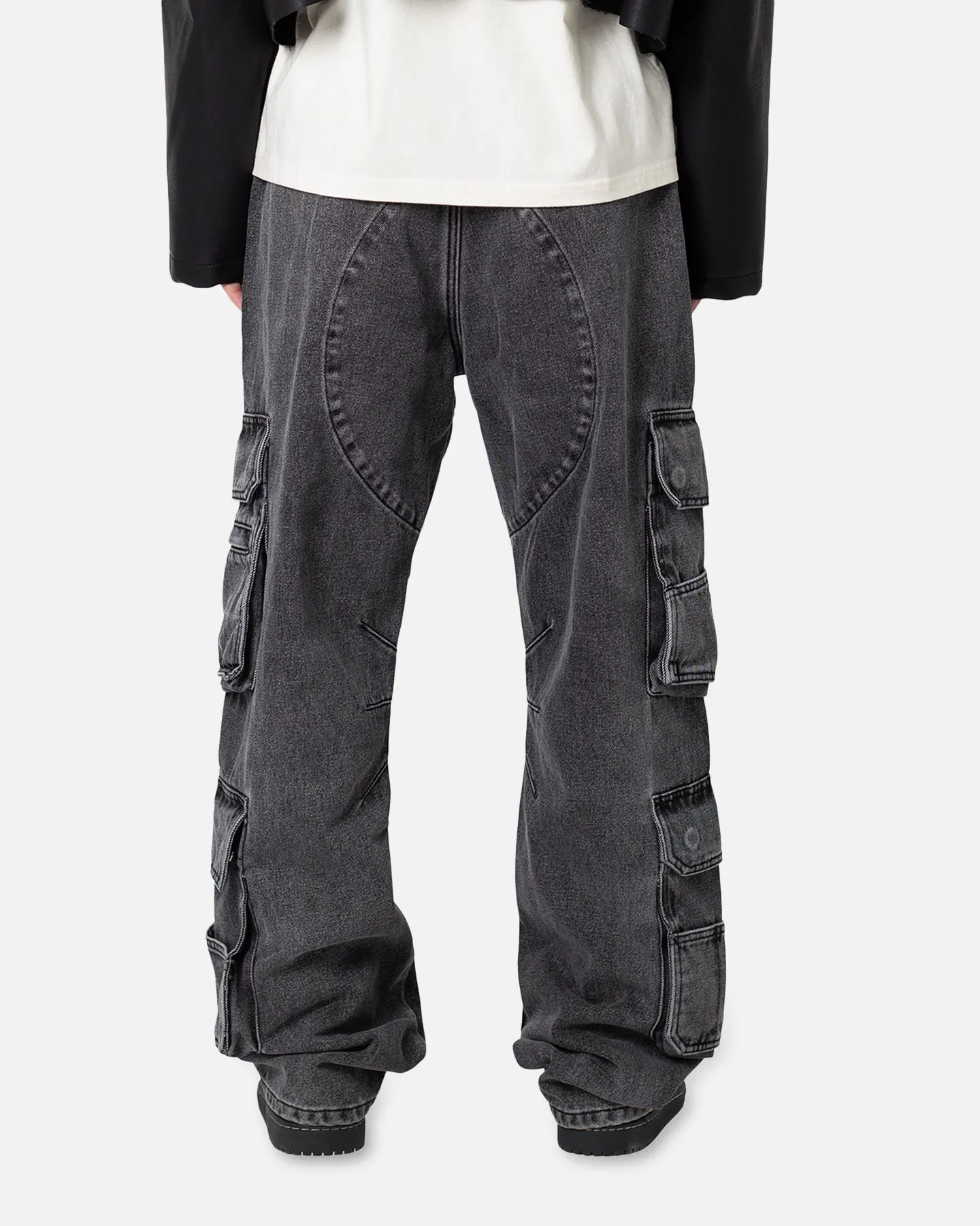 MNML Baggy Rave Cargo Denim Jeans Washed Black