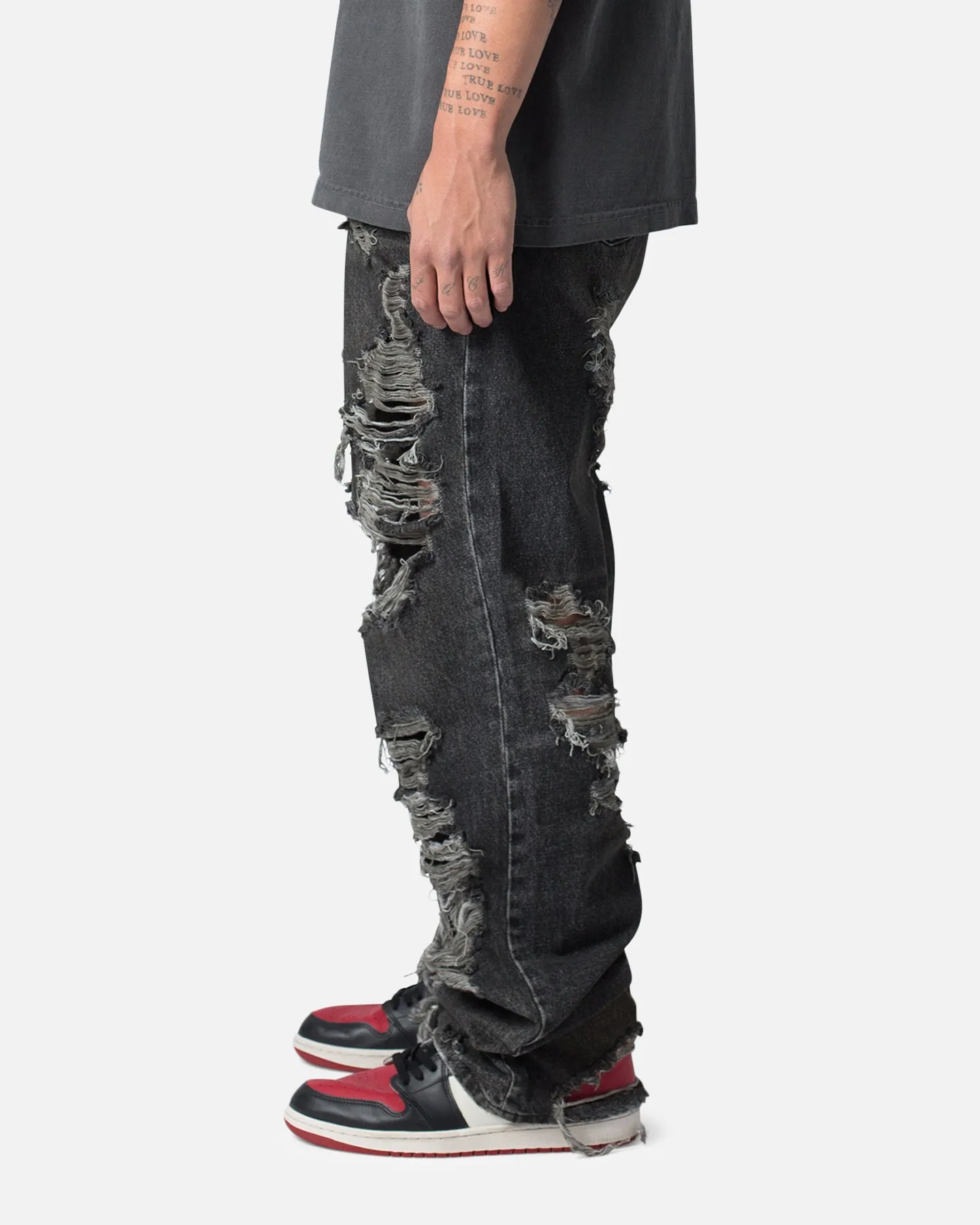 MNML Ultra Baggy Decimated Denin Jeans Black