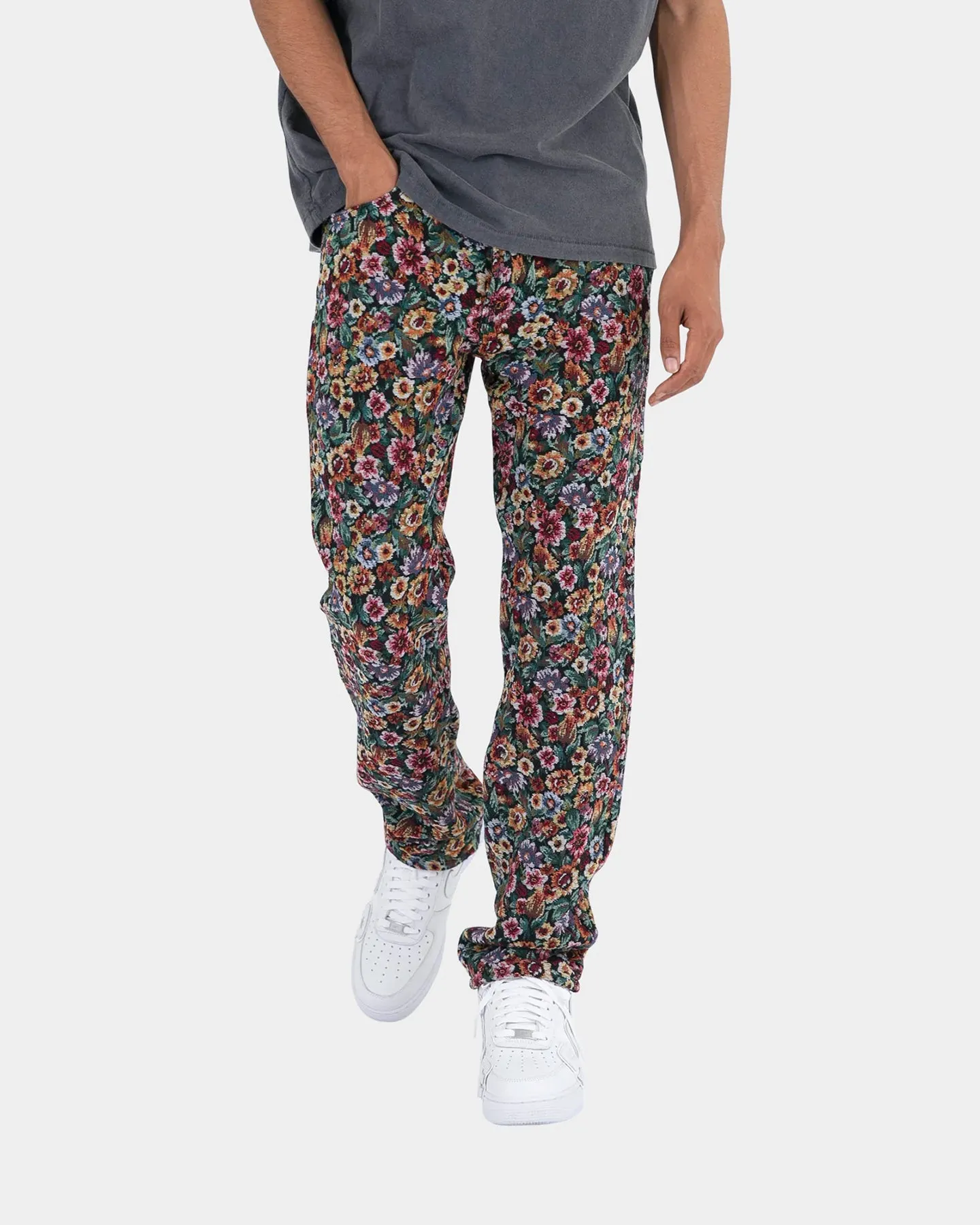 MNML V121 Floral Baggy Denim Jeans Multi