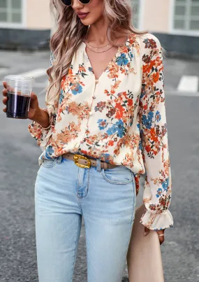 Multi Color Floral Button Down Top