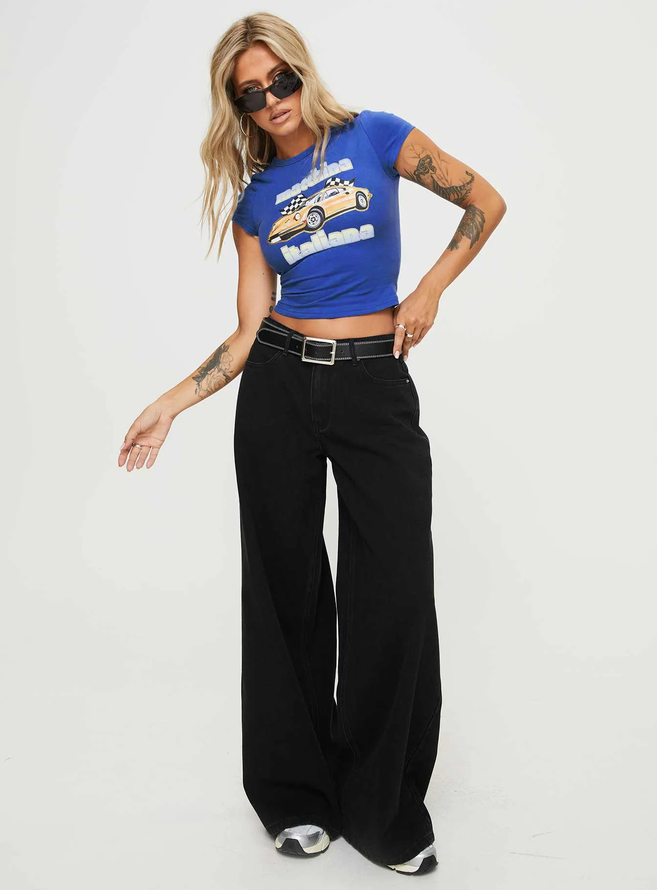 Naylor Wide Leg Jeans Washed Black Denim Tall