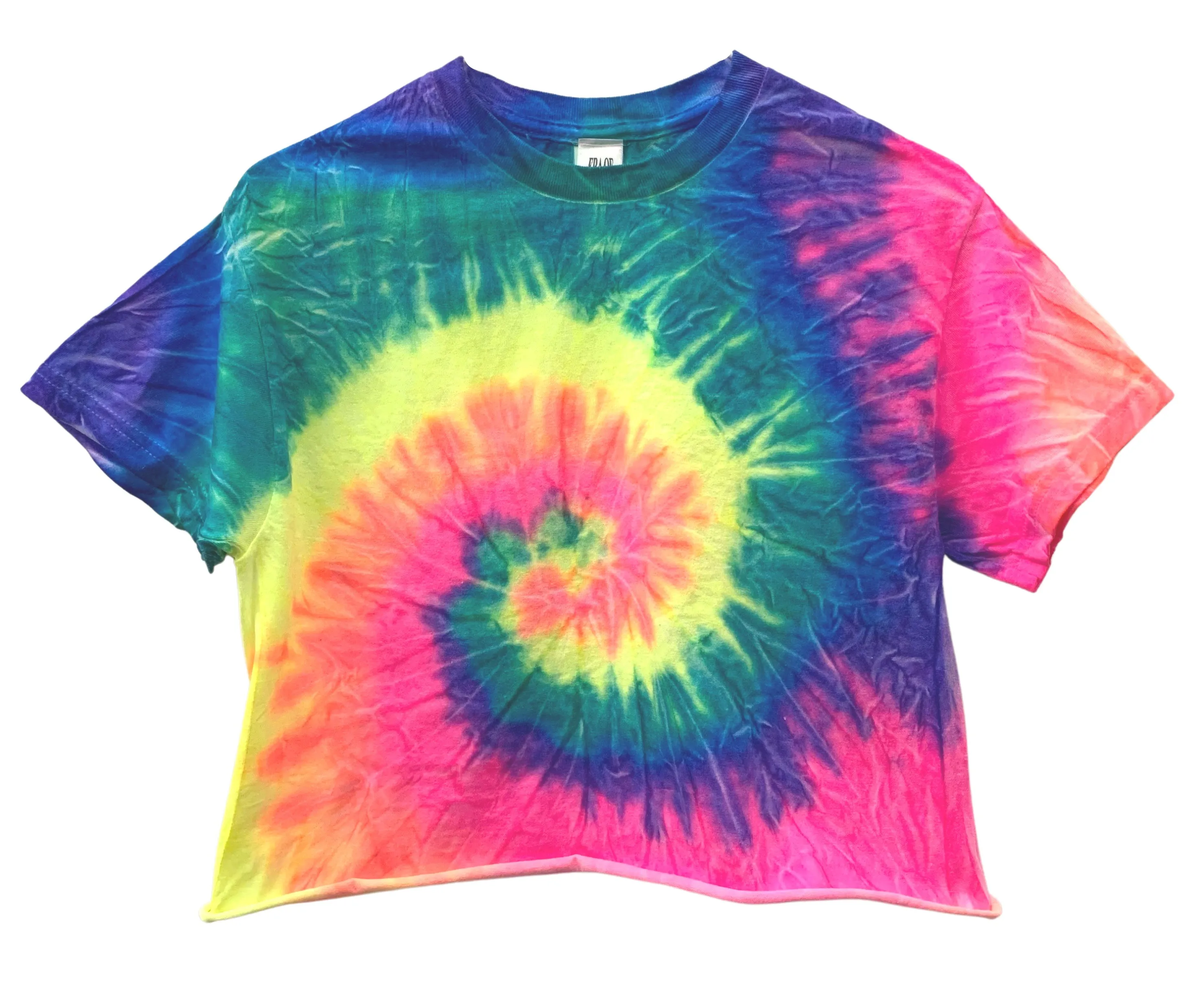 Neon Rainbow Tie-Dye Unisex Cropped Tee