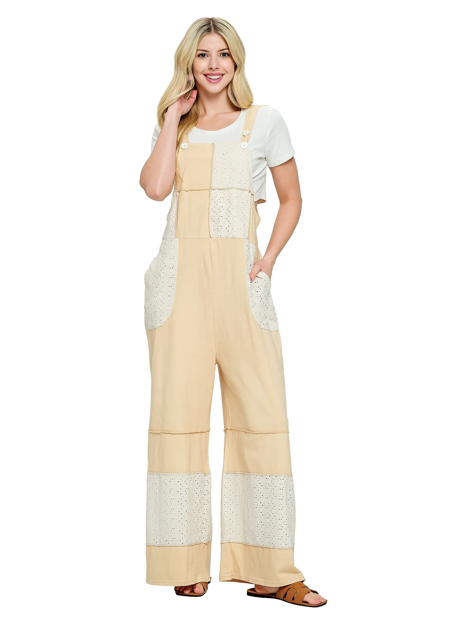 Overall Boho Eyelet Pactchwork