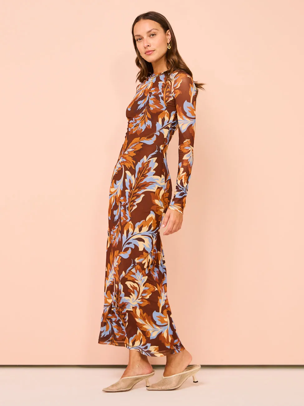 Ownley Carla Dress in Retro Leaf