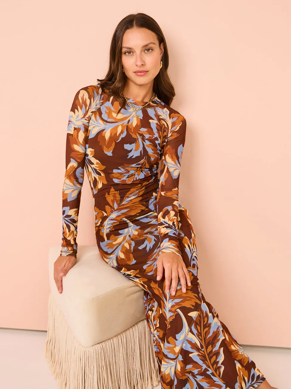 Ownley Carla Dress in Retro Leaf