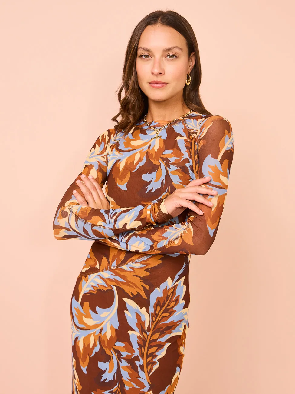 Ownley Carla Dress in Retro Leaf