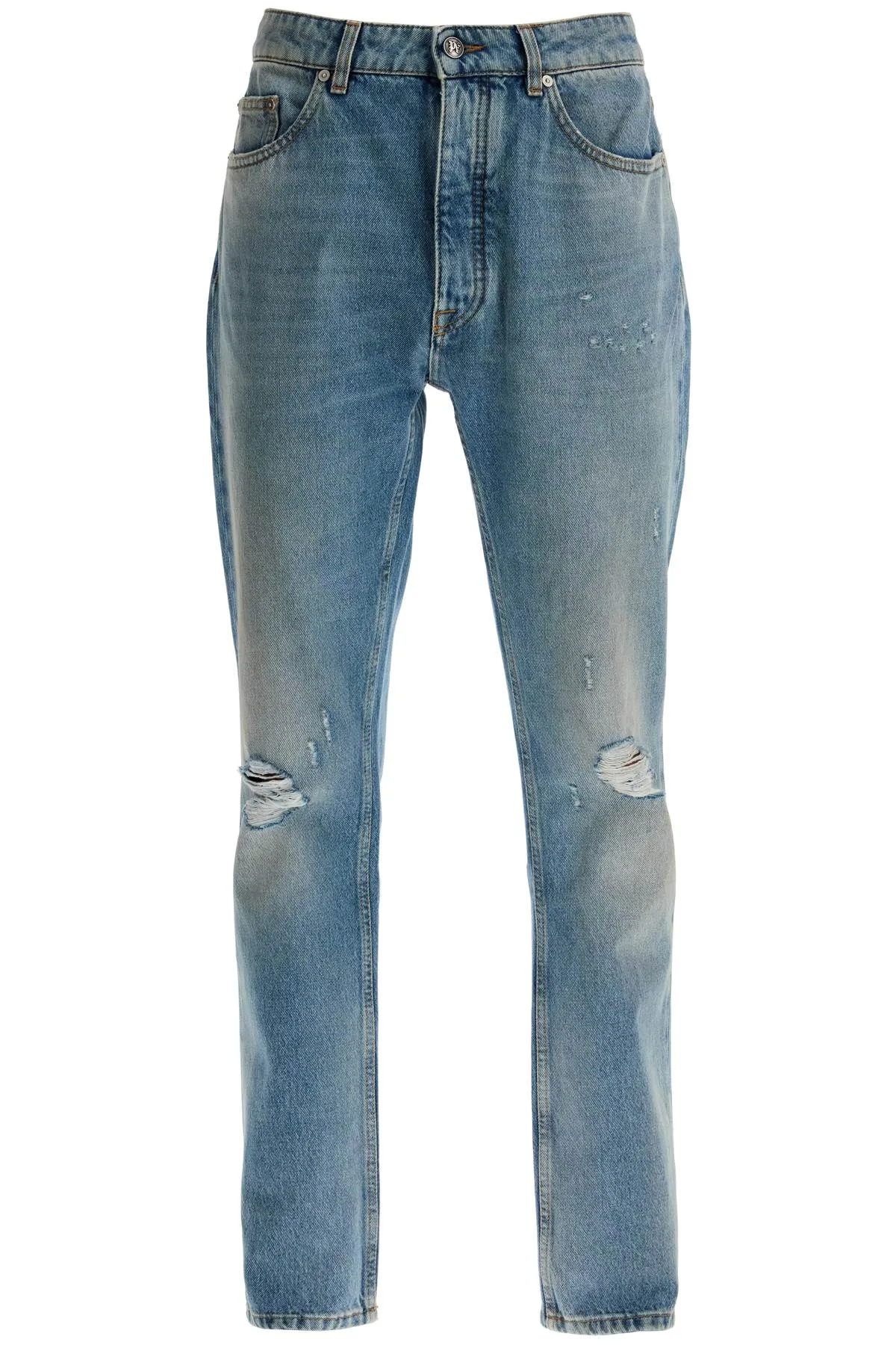 Palm Angels Straight Leg Monogram Print Jeans