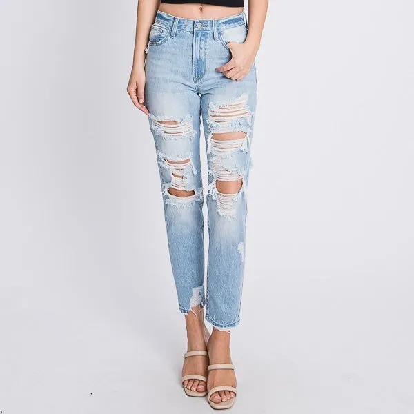 Petra 123 Distressed High Waisted Rigid Mom Jeans