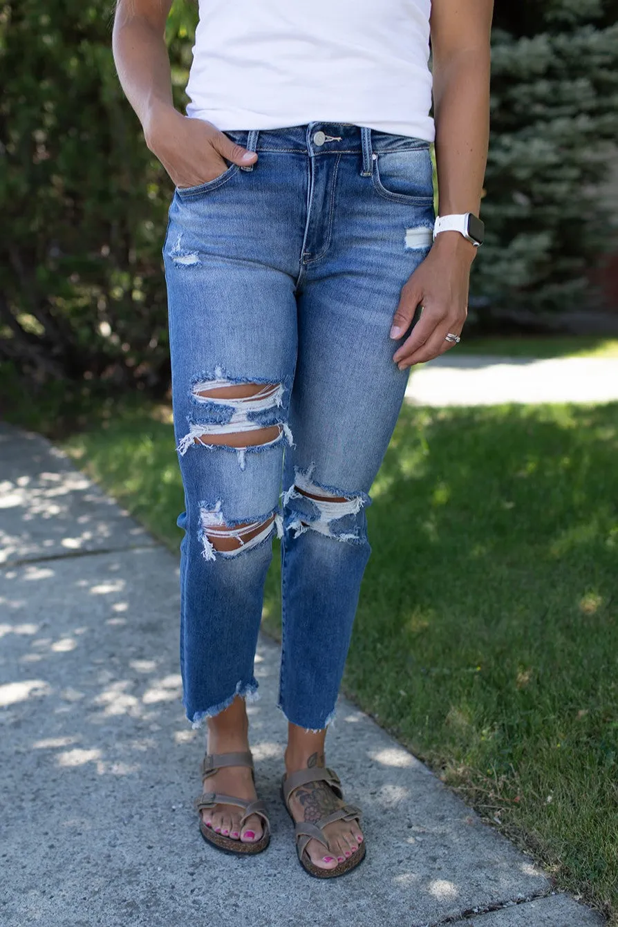 Phoenix Destroyed Cropped Straight Leg Jeans  (1-13)