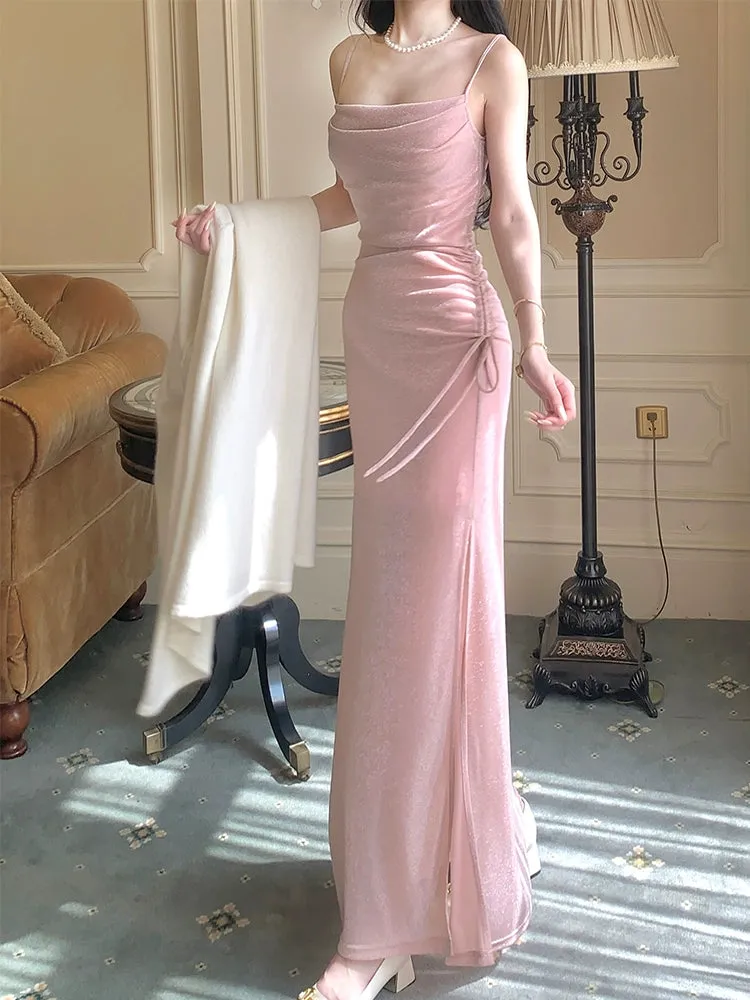 Pink evening dress prom dress pink birthday dress    S5940