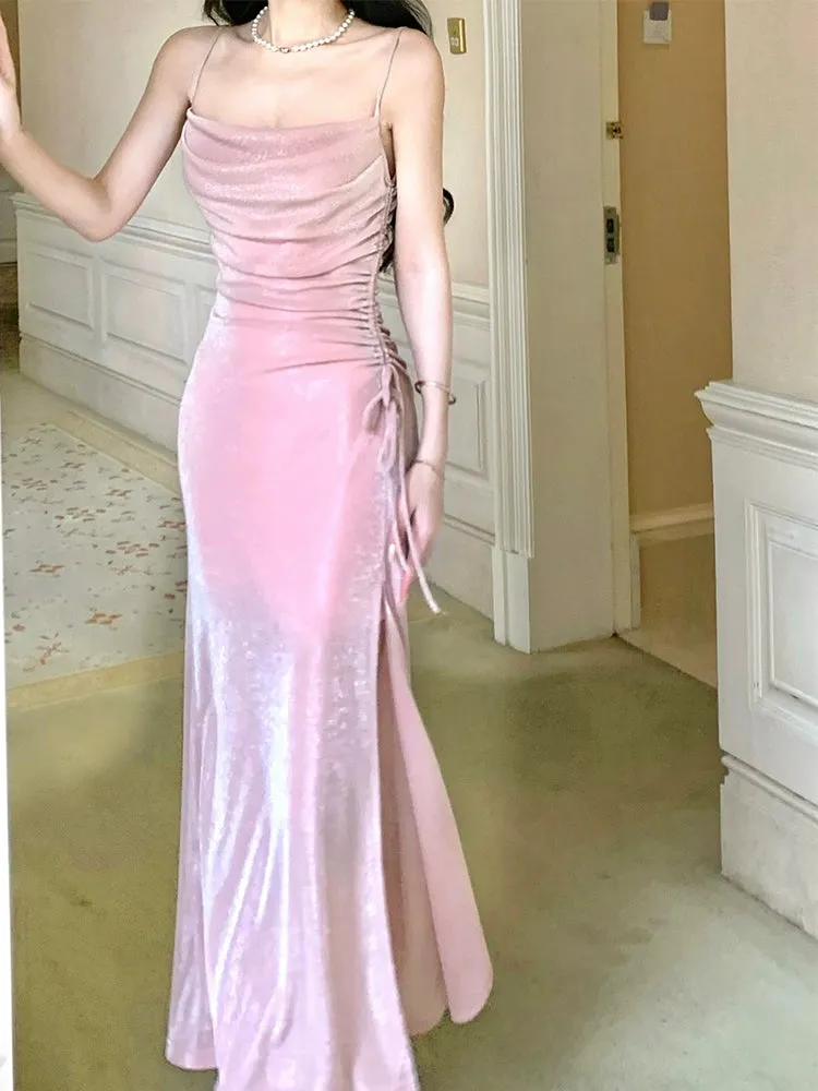 Pink evening dress prom dress pink birthday dress    S5940