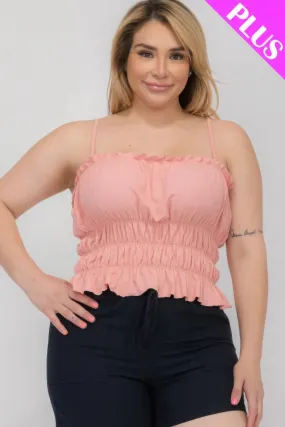 Plus Size Tiered Shirred Body Crop Top