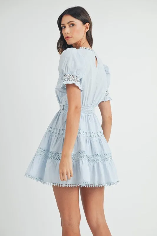 Poplin Lace Trim Mini Dress