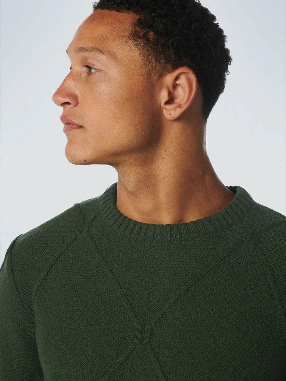 Pullover Crewneck Cable Jacquard With Wool | Dark Green