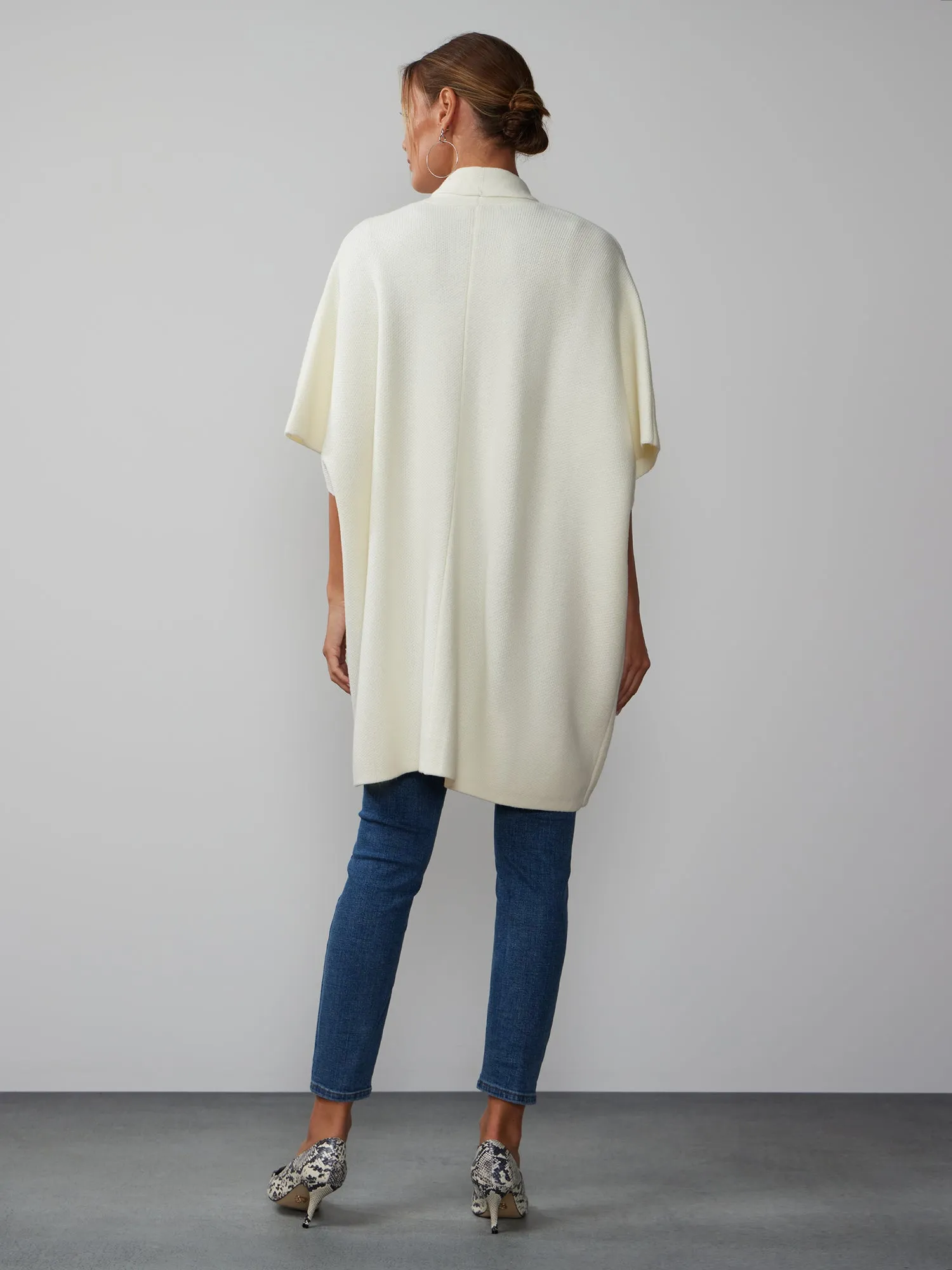 Quarter Sleeve Shawl Collar Cardigan