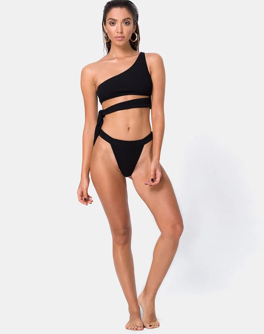 Rawlins Bikini Top in Crinkle Rib Black