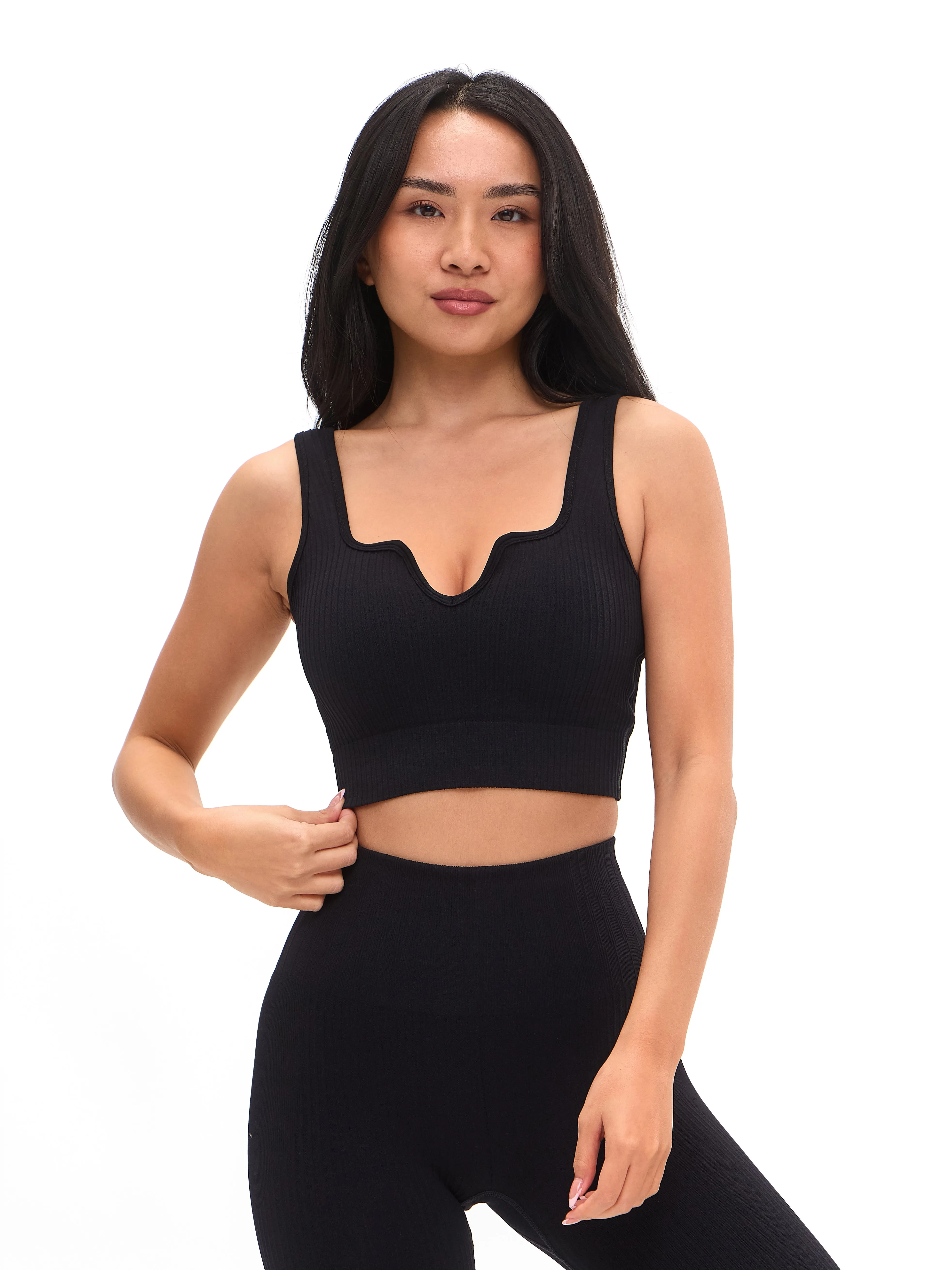 Ribbed Seamless Crop - Black