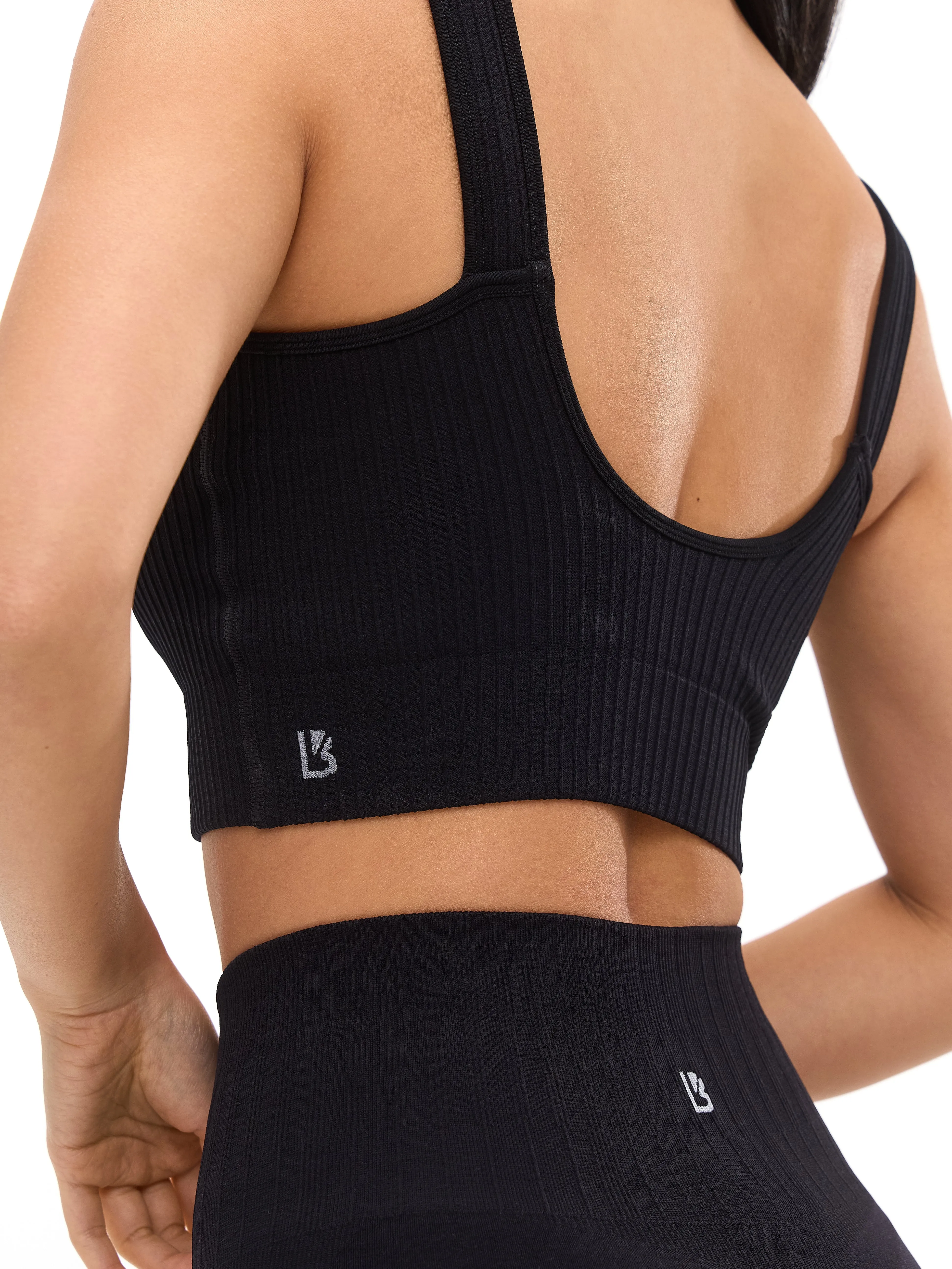 Ribbed Seamless Crop - Black