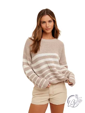 Round Neck Striped Knit Sweater