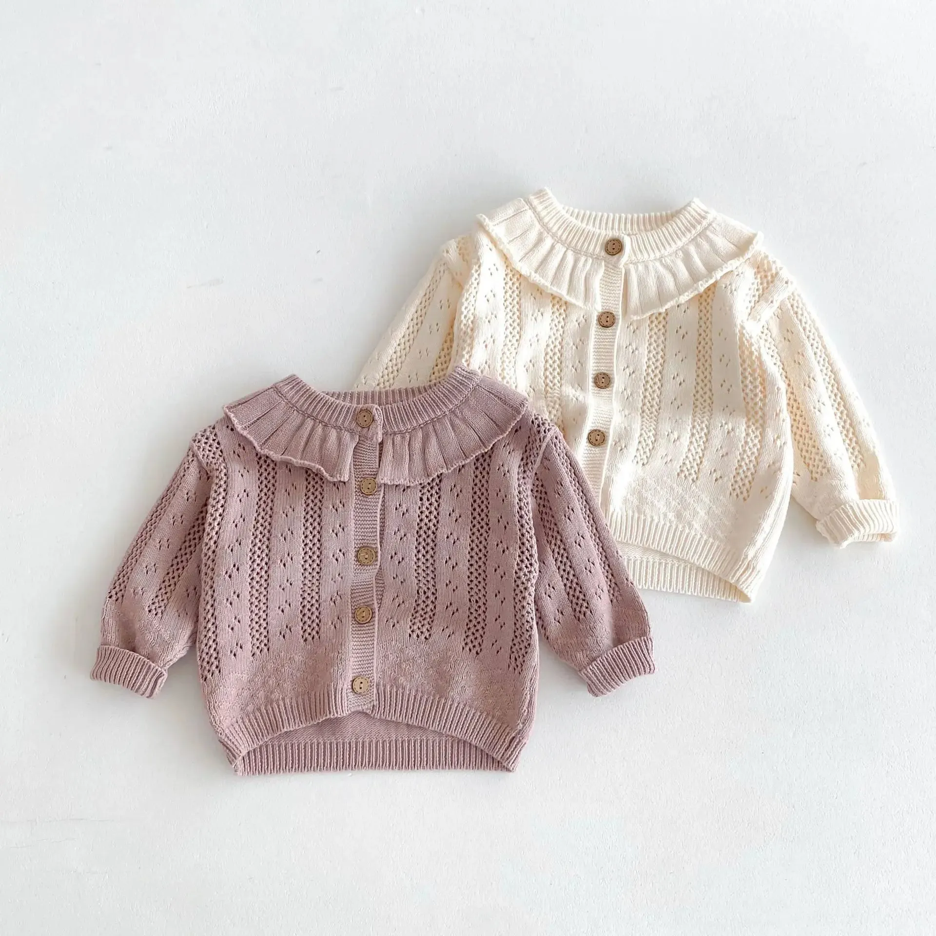 Ruffle Collar Knit Cardigan